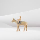 Jorge Lovato Horse and Jockey Miniature Wood Carving