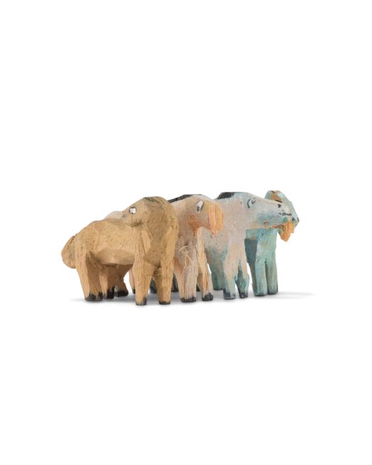 Jorge Lovato Four Horses Miniature Wood Carving