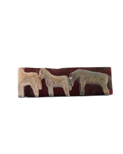 Jorge Lovato Wrap Around Horses Miniature Wood Carving