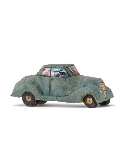 Jorge Lovato Blue Car Miniature Wood Carving