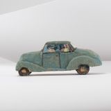 Jorge Lovato Blue Car Miniature Wood Carving