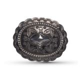 Mark Chee Stamped Silver Belt Buckle