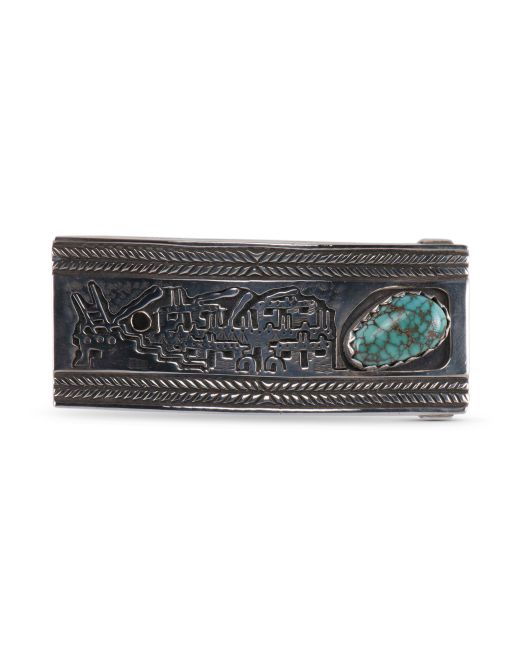 Vidal Aragon Storyteller Belt Buckle with Fox Turquoise