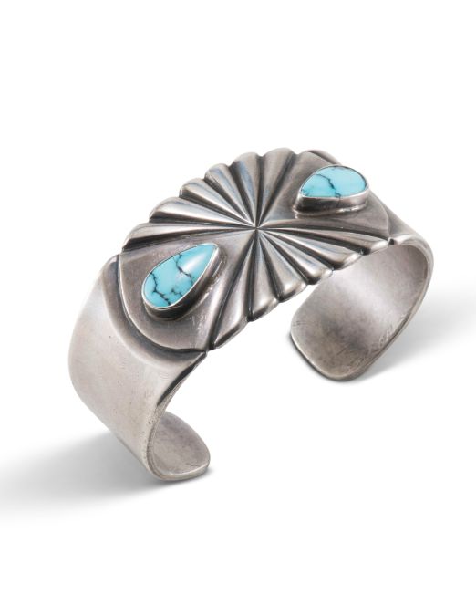Vintage Navajo #8 Turquoise Ingot Silver Cuff