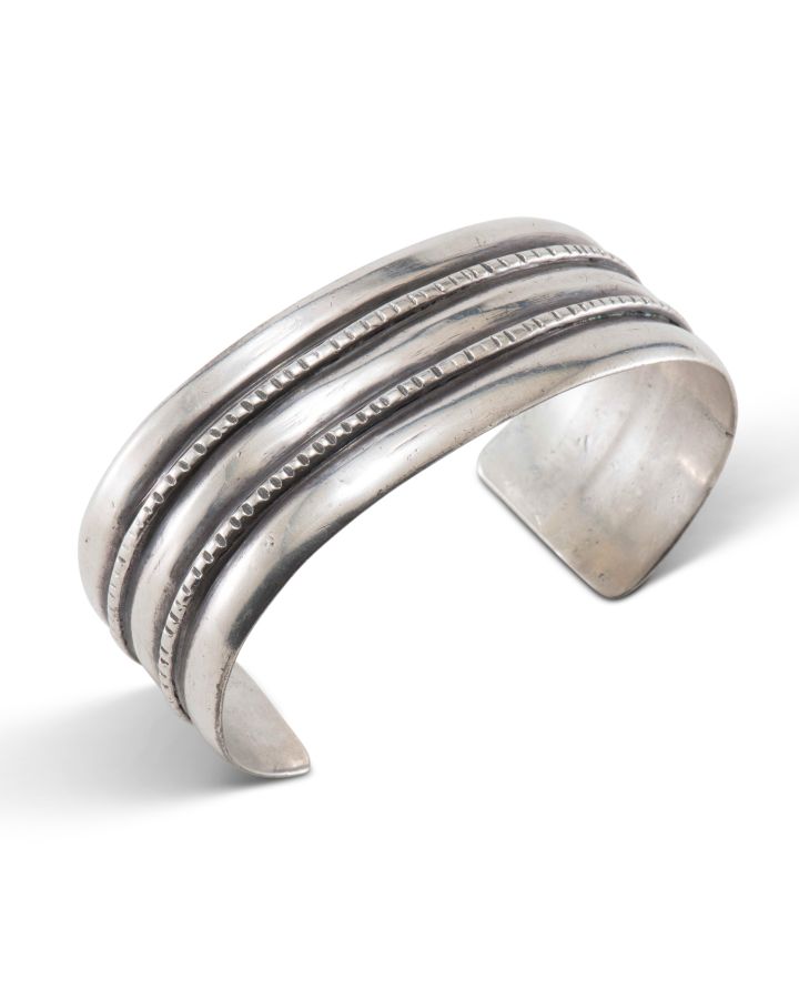 Vintage Navajo Wide Silver Cuff - Four Winds Gallery