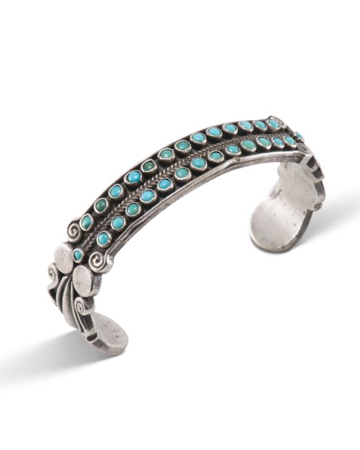 Vintage Navajo Petit Point Turquoise Cuff Circa 1940s