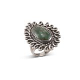 Vintage Navajo Turquoise and Swirled Wire Ring