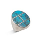 Turquoise Inlay Statement Ring