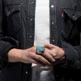 Turquoise Inlay Statement Ring