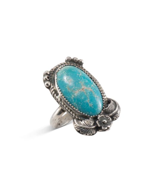 Turquoise and Silver Flower Ring