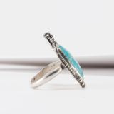 Turquoise and Silver Flower Ring