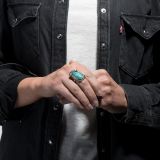 Turquoise and Silver Flower Ring