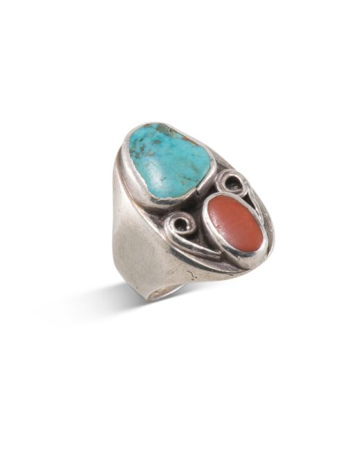 Turquoise and Coral Ring