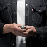 Turquoise and Coral Ring