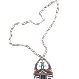Lewis Lomay Coral, Turquoise and Silver Necklace