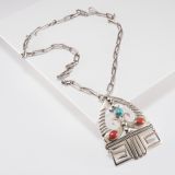 Lewis Lomay Coral, Turquoise and Silver Necklace