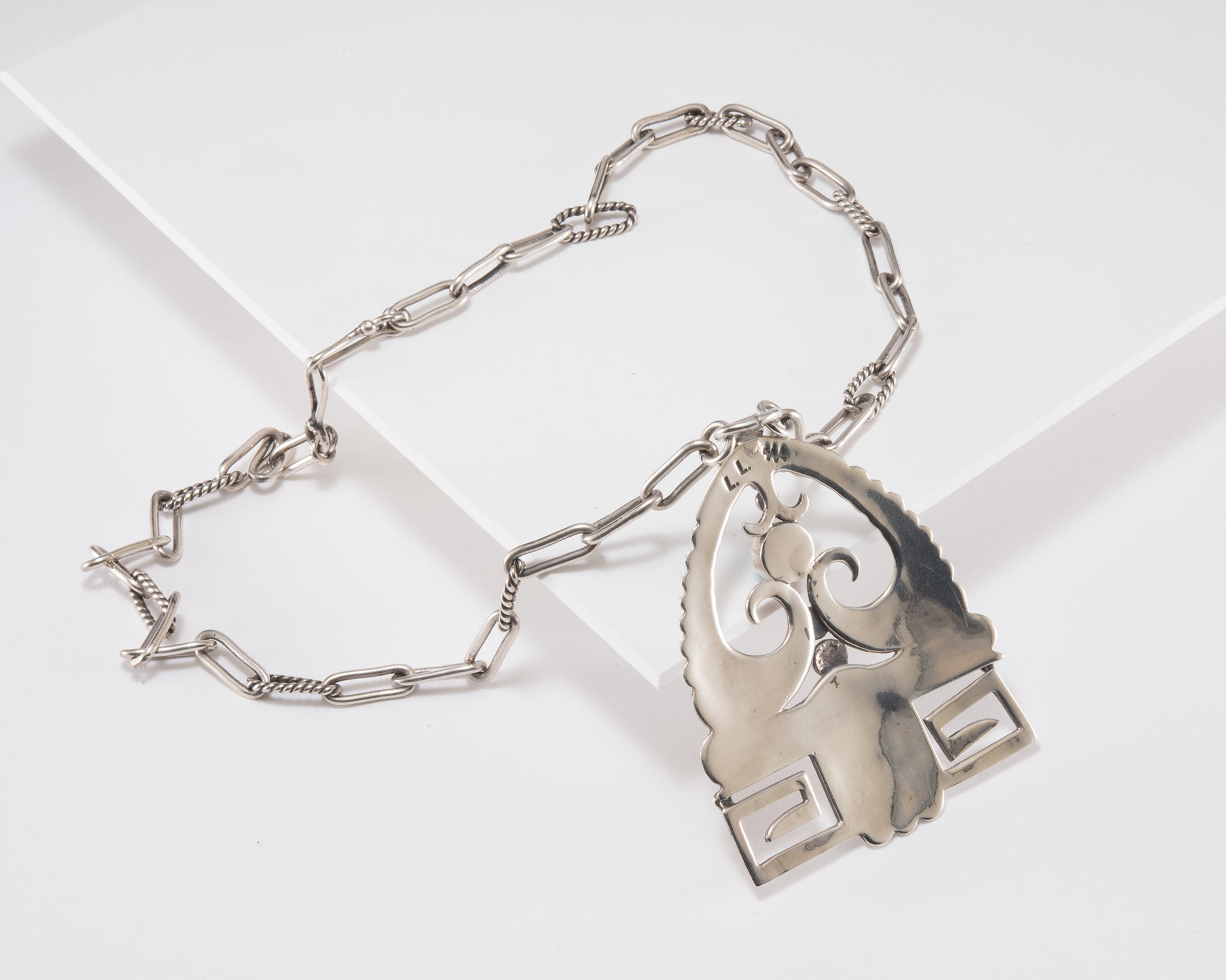 Lewis Lomay Coral, Turquoise and Silver Necklace