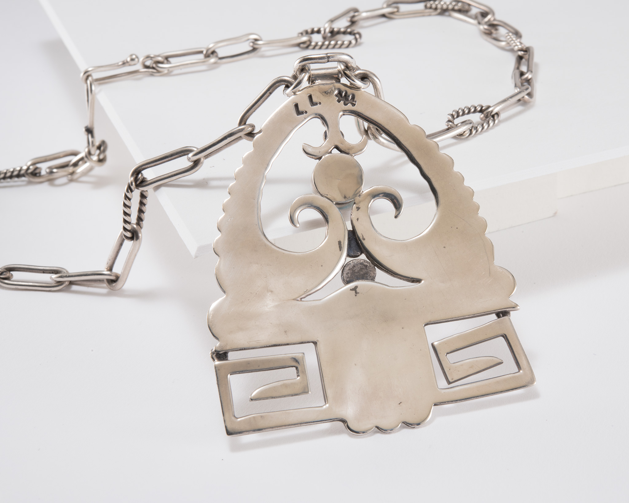 Lewis Lomay Coral, Turquoise and Silver Necklace