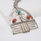 Lewis Lomay Coral, Turquoise and Silver Necklace