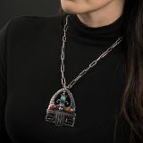 Lewis Lomay Coral, Turquoise and Silver Necklace
