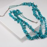 Two Strand Turquoise Tab Necklace
