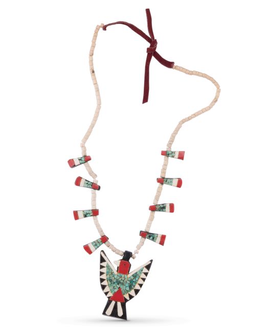 Santo Domingo Pueblo Depression Era Thunderbird Necklace