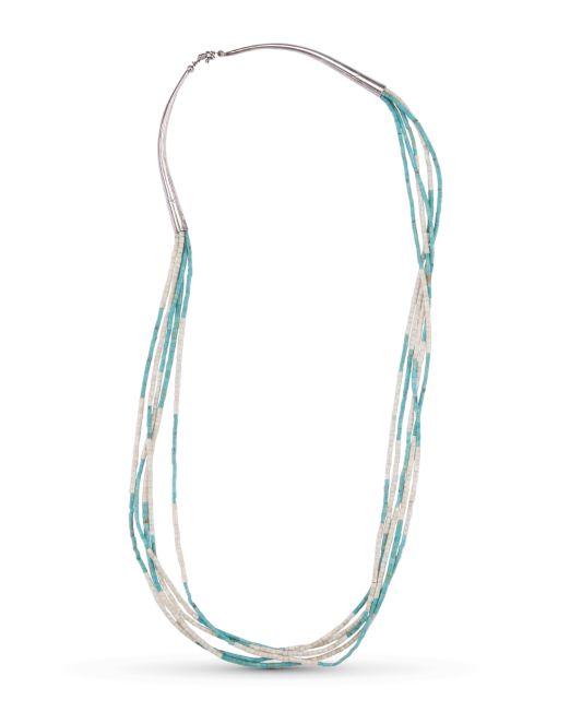 Five Strand Shell and Turquoise Heishi Necklace