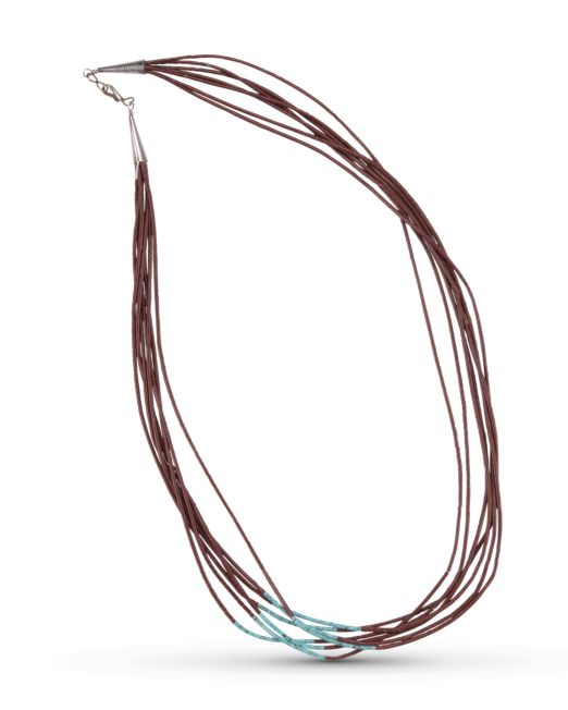 Seven Strand Pipestone and Turquoise Heishi Necklace