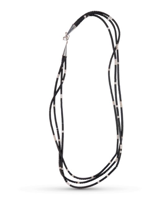 Nick Rosetta Three Strand Jet Heishi Necklace