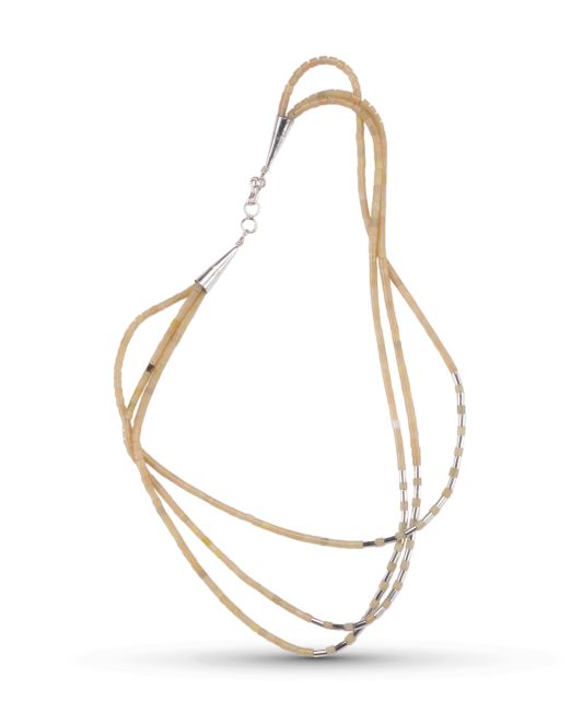 Nick Rosetta Three Strand Yellow Serpentine Heishi Necklace