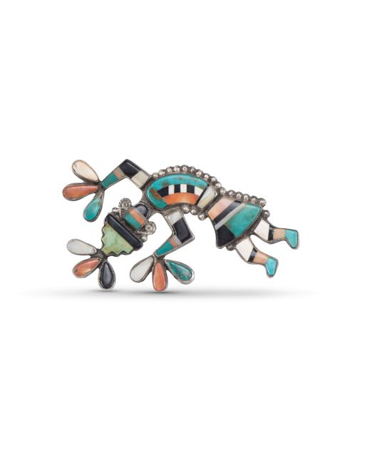 Vintage Zuni Inlay Rainbow Man Pin