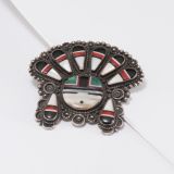 Vintage Zuni Inlay Sunface Pin/Pendant