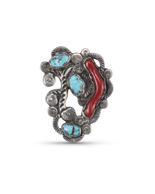 Dan Simplicio Coral and Turquoise Pin