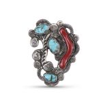 Dan Simplicio Coral and Turquoise Pin