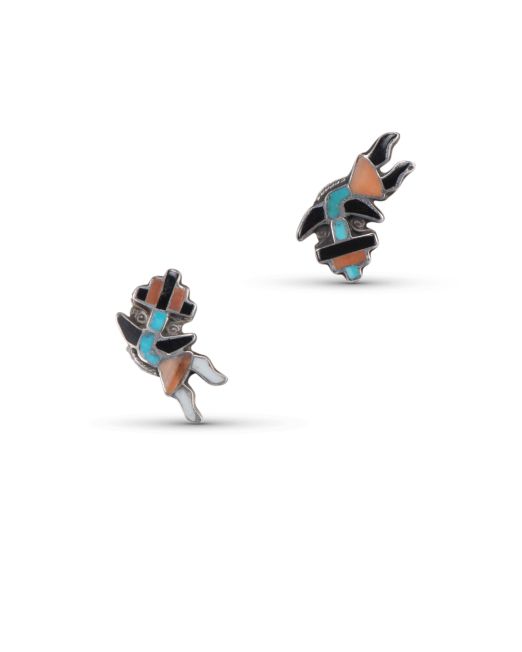 Vintage Zuni Inlay Rainbow Man Pin Set