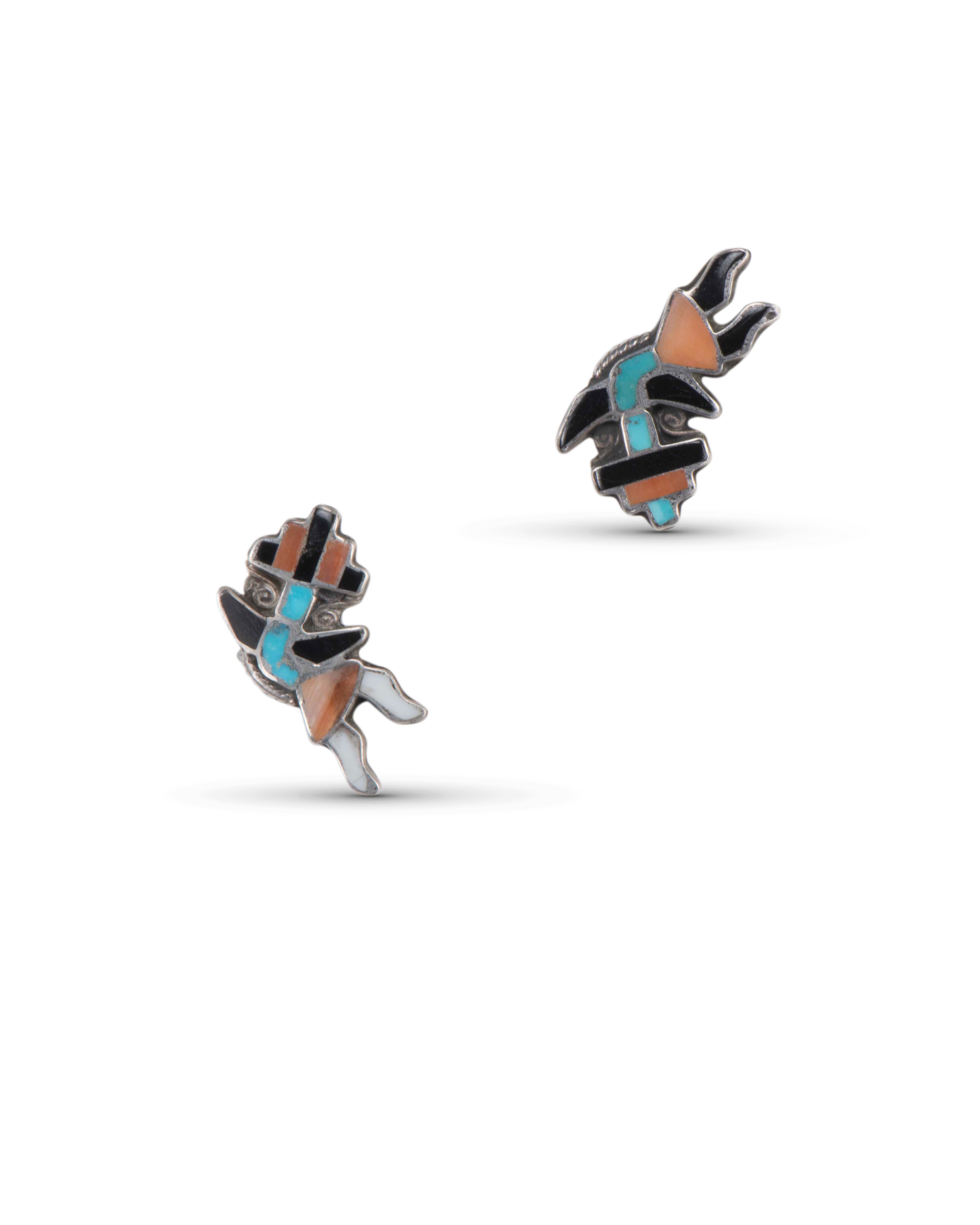 Vintage Zuni Inlay Rainbow Man Pin Set