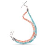 Cheyenne Grabiec Beaded Kingman Turquoise and Angel Skin Coral Bracelet