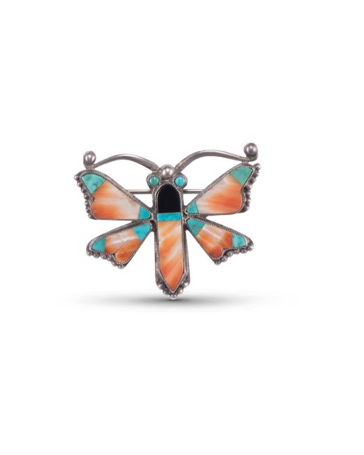 Vintage Inlay Butterfly Pin Attributed to Leo Poblano