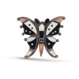 Vintage Zuni Inlay Butterfly Pin