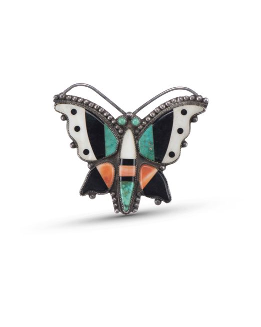 Vintage Zuni Inlay Butterfly Pin