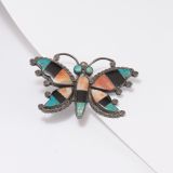 Vintage Zuni Inlay Butterfly Pin