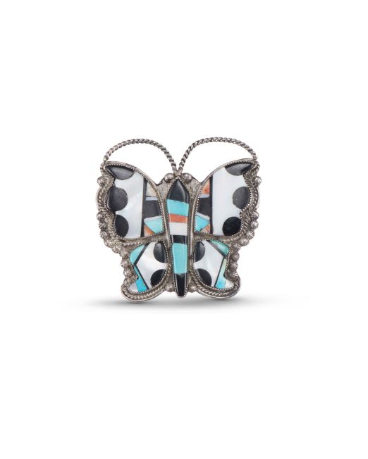Vintage Zuni Inlay Butterfly Pin