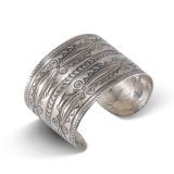 Vintage Navajo Stamped Silver Wide Cuff Circa 1930s