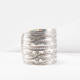 Vintage Navajo Stamped Silver Wide Cuff Circa 1930s