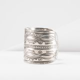 Vintage Navajo Stamped Silver Wide Cuff Circa 1930s