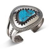 Lorenzo Tortalita Morenci Turquoise and Silver Cuff