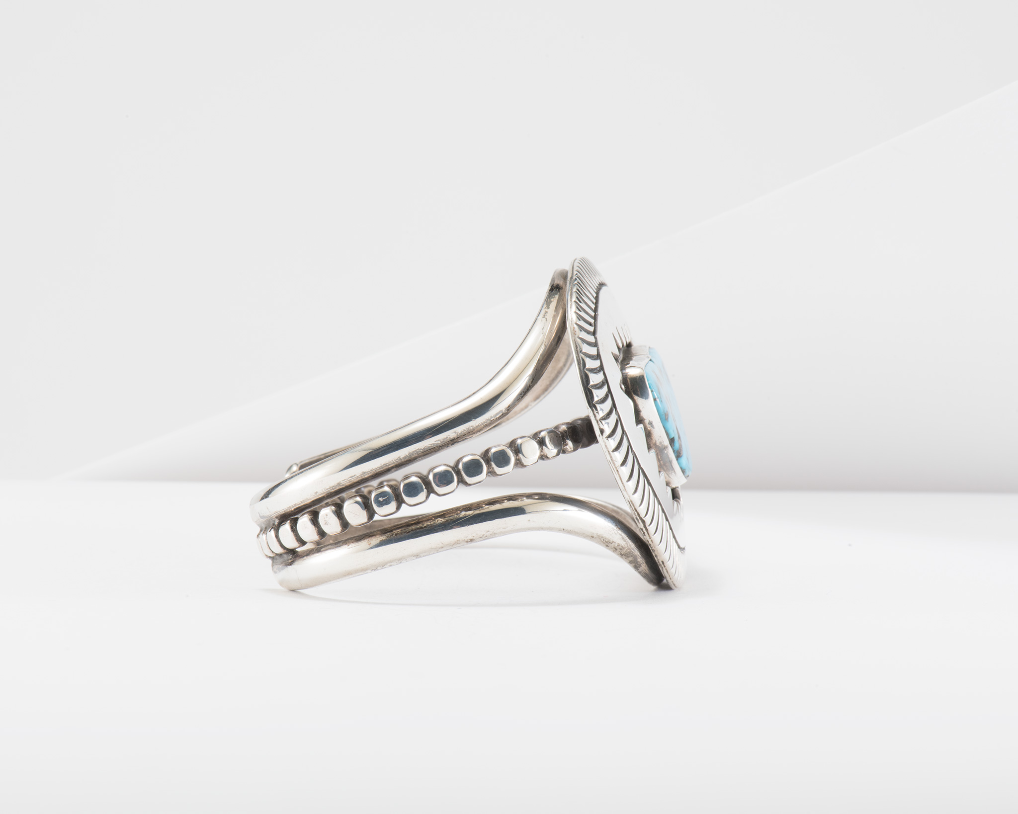 Lorenzo Tortalita Morenci Turquoise and Silver Cuff