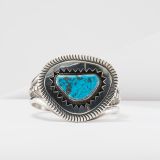 Lorenzo Tortalita Morenci Turquoise and Silver Cuff