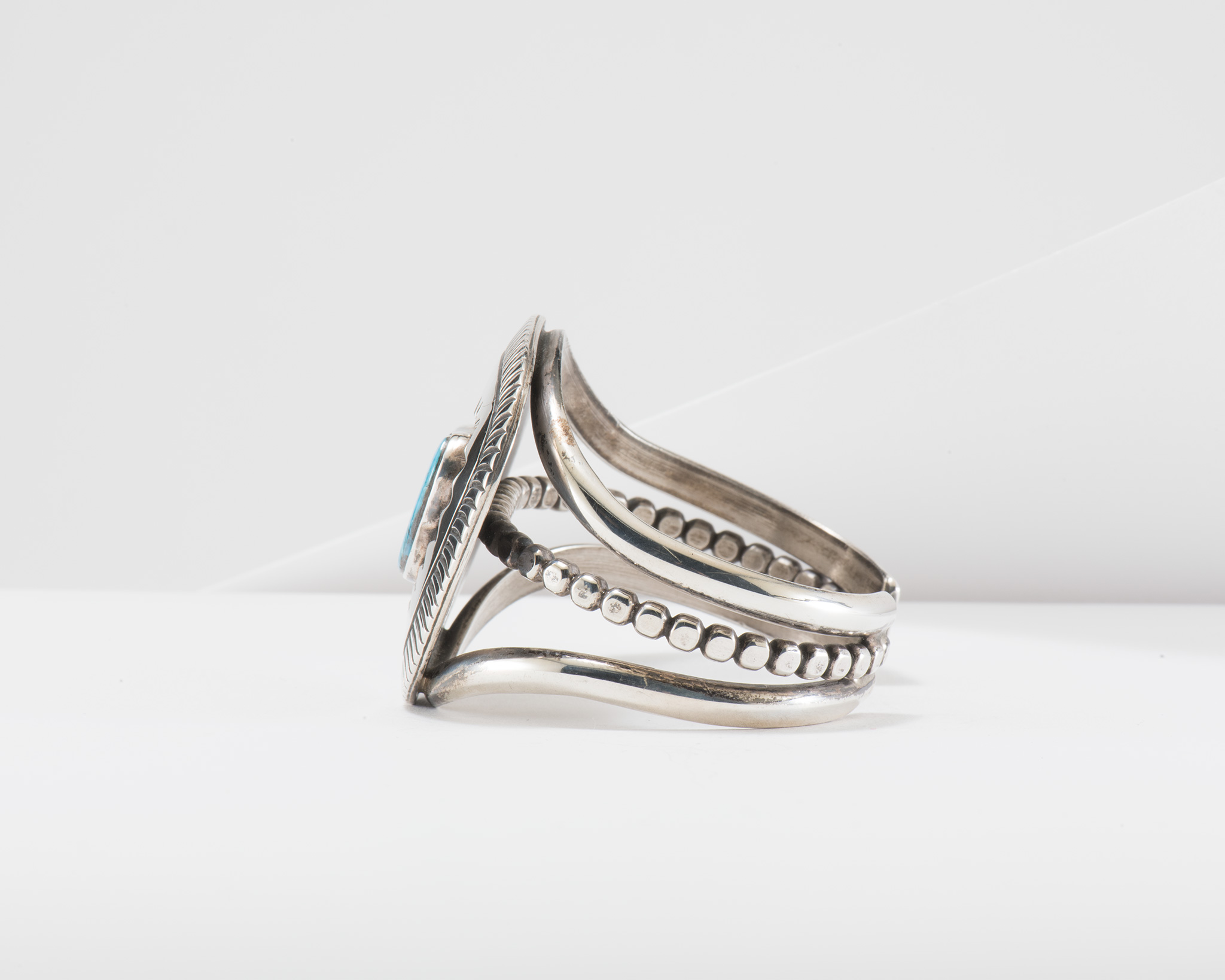 Lorenzo Tortalita Morenci Turquoise and Silver Cuff