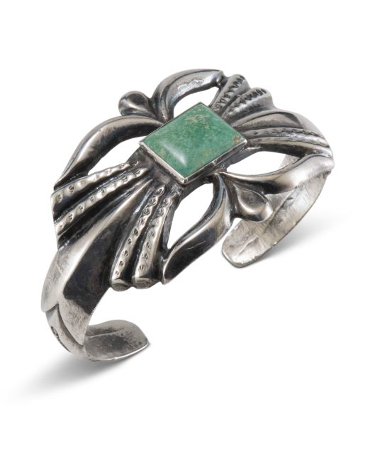 Silver Cast Cuff with Turquoise